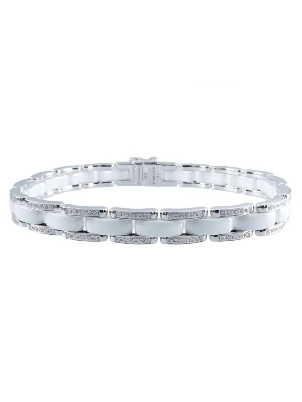 Chanel Ultra Collection Bracelet White Gold 18K Diamond Ceramic Pave 17